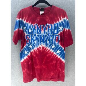 Liquid Blue Men’s sz L Lenard Skynyrd 2005 Concert Tee Red White Blue Tie Dye
